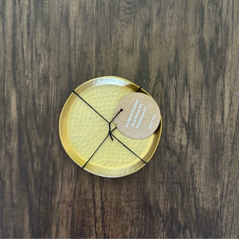 West Elm Gold Hammered Coasters set of 4